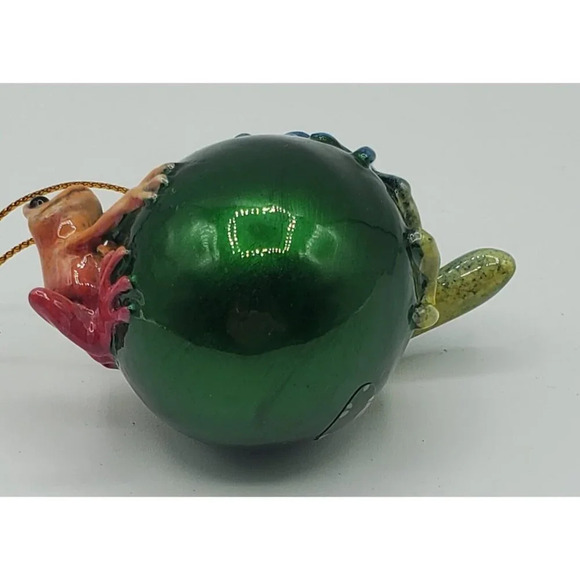 2003 Kitty's Critters Frog Ornaments Colorful Looking For Santa 3" Holiday w/Box - Picture 7 of 9